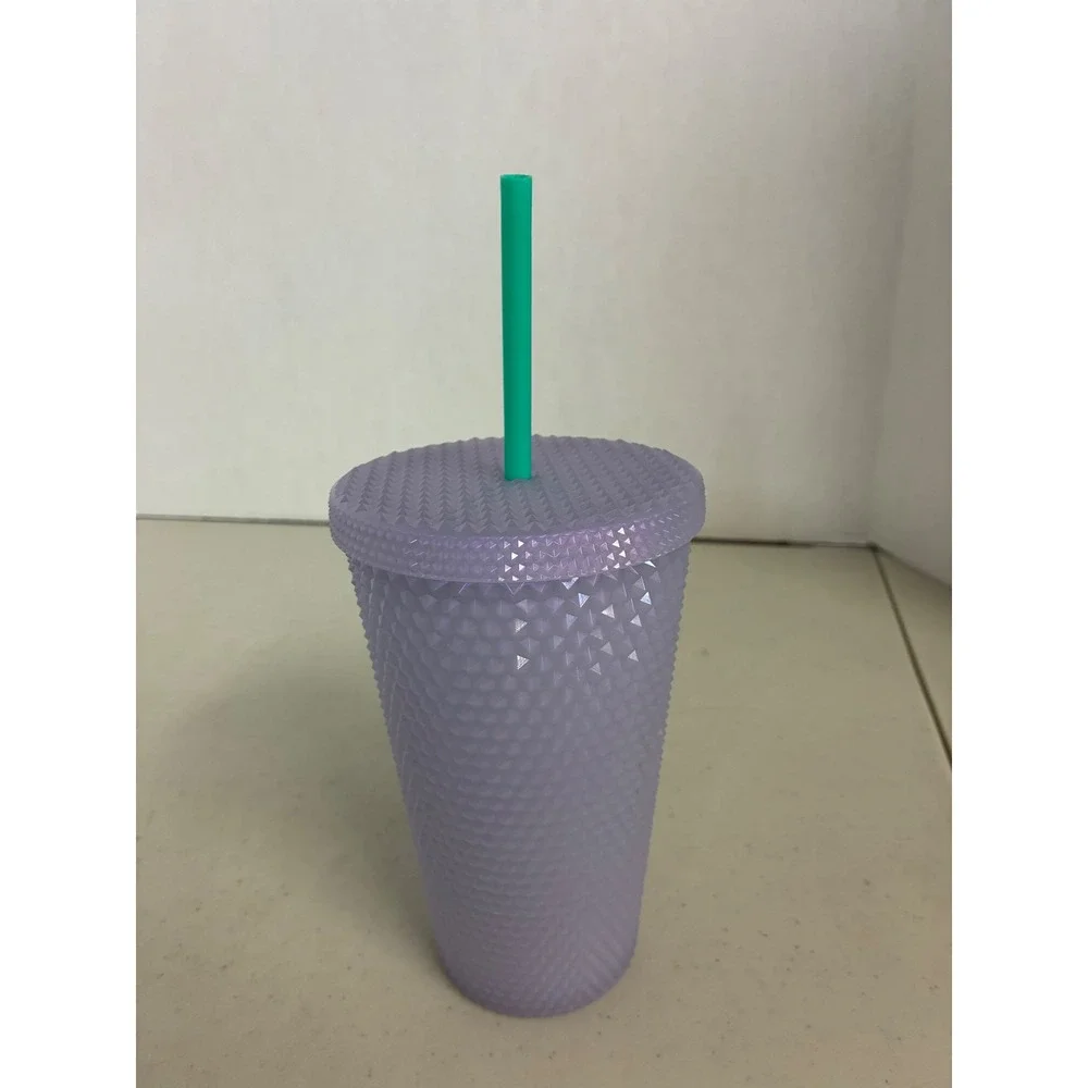 Starbucks Lilac Purple Studded Iridescent Venti 24oz Cold Cup Tumbler Teal Straw